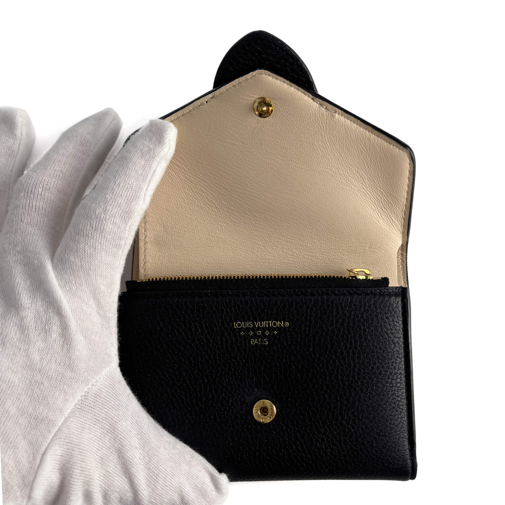 Louis Vuitton Pont 9 Calfskin Grained Leather Folding Wallet Black