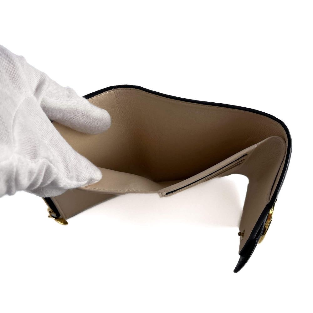 Louis Vuitton Pont 9 Calfskin Grained Leather Folding Wallet Black