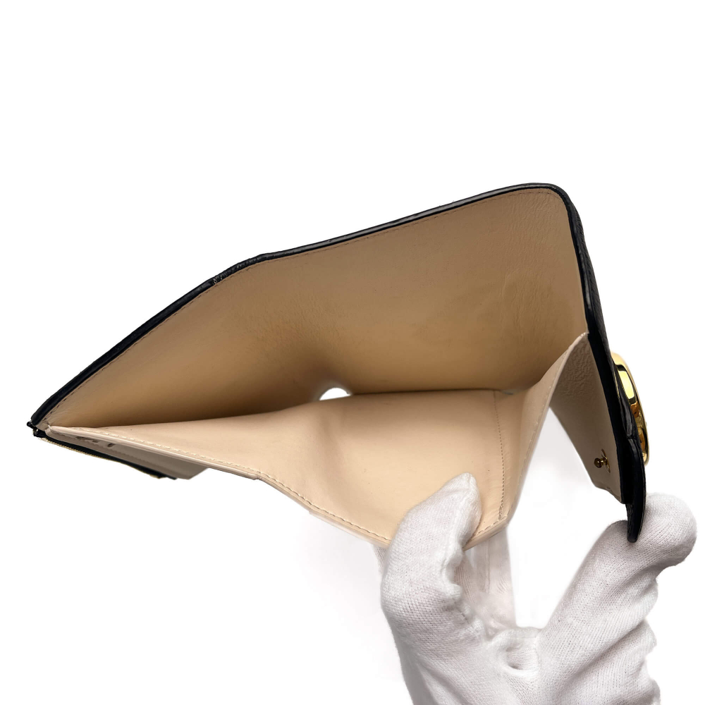 Louis Vuitton Pont 9 Calfskin Grained Leather Folding Wallet Black