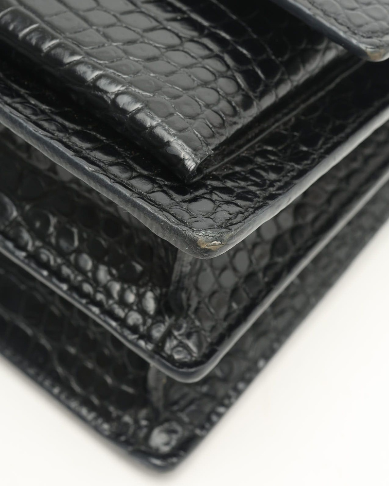Saint Laurent Croc Medium Sunset Bag