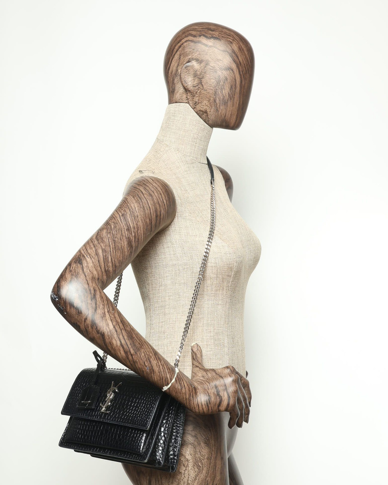 Saint Laurent Croc Medium Sunset Bag