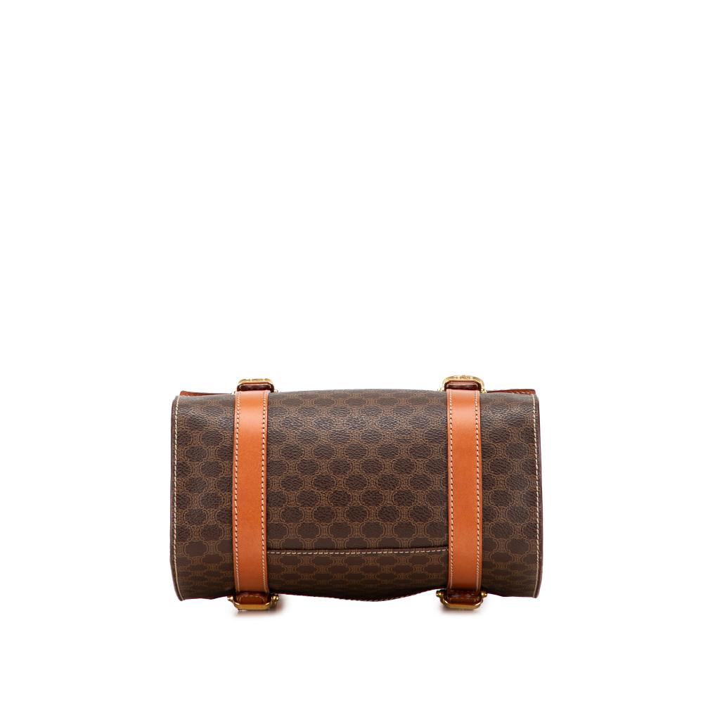 Celine B Celine Brown Coated Canvas Fabric Macadam Triomphe Blason Handbag Italy