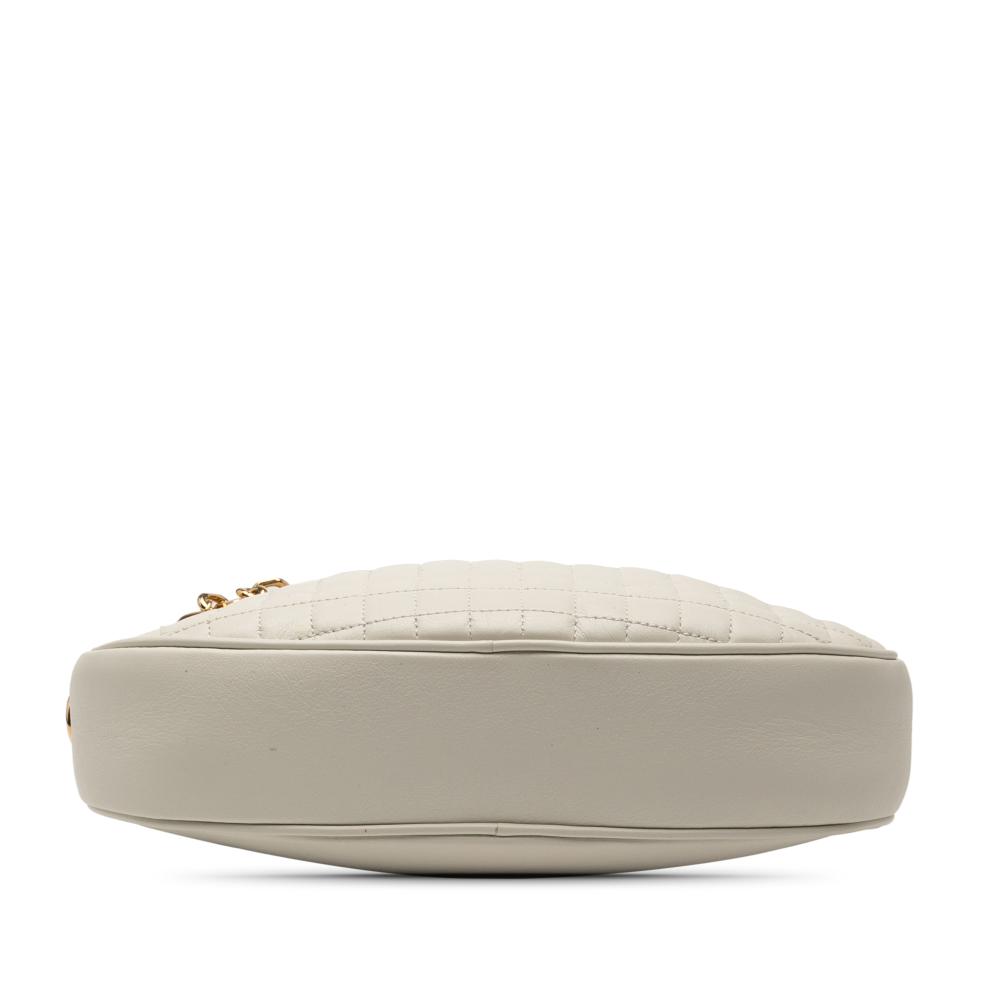 Celine AB Celine White Calf Leather Quilted skin C Charm Crossbody Italy