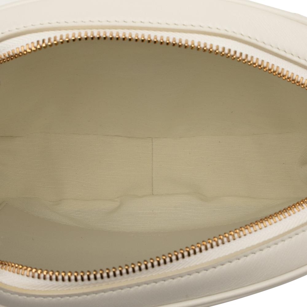 Celine AB Celine White Calf Leather Quilted skin C Charm Crossbody Italy