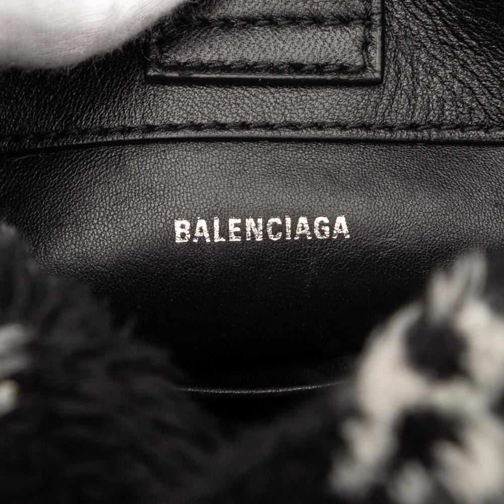 Balenciaga AB Balenciaga Black Polyester Fabric Faux Fur Logo Everyday Phone Holder Italy