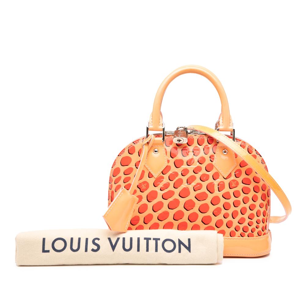 Louis Vuitton B Louis Vuitton Orange Peach Vernis Leather Leather Monogram Vernis Jungle Dots Alma BB France