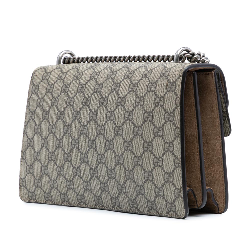Gucci B Gucci Brown Beige Coated Canvas Fabric Medium GG Supreme Dionysus Shoulder Bag Italy