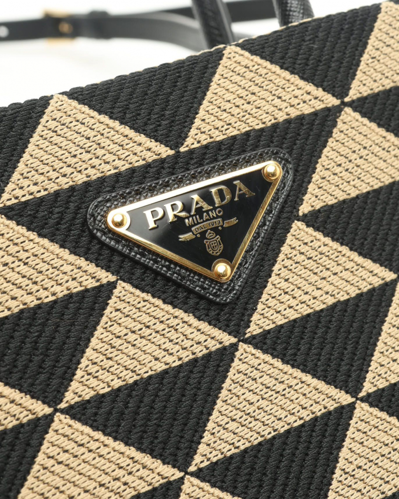Prada Symbole Triangolo Jacquard Mini Tote Bag