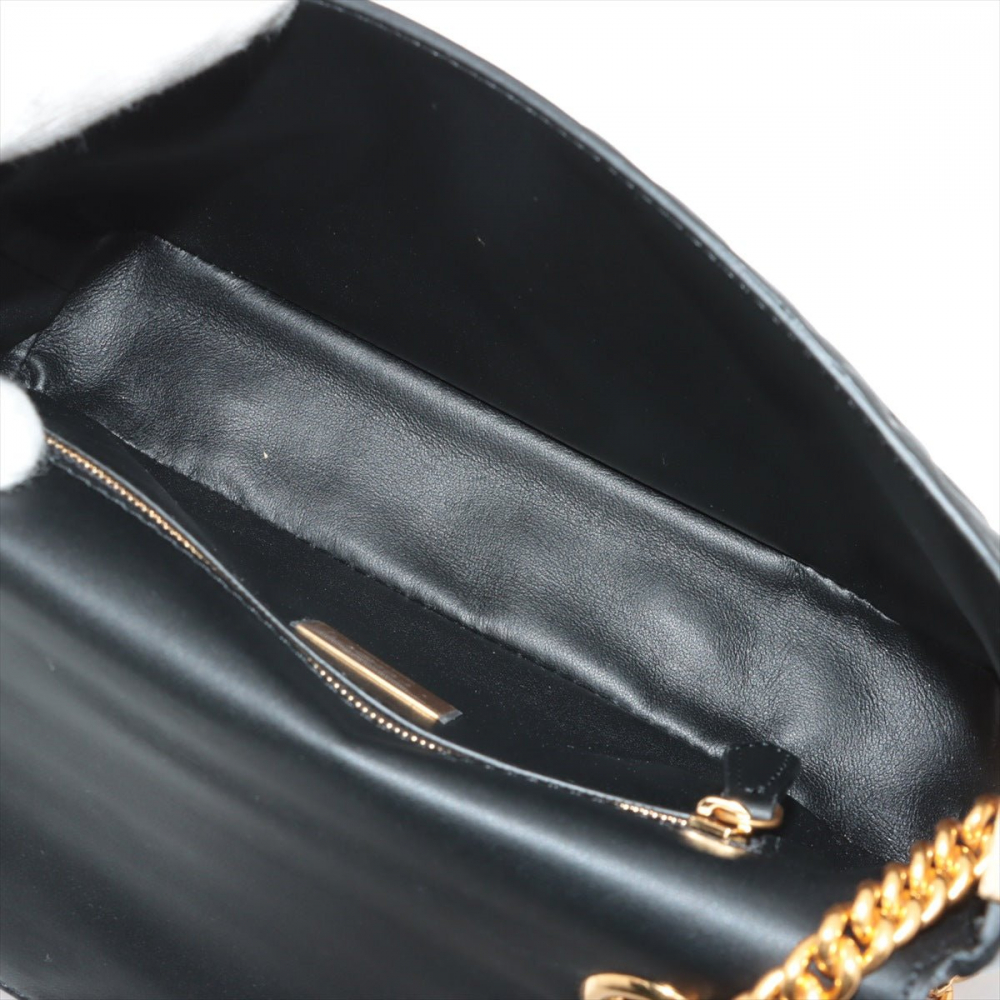 Fendi Baguette Midi Nappa Leather Black Chain Bag