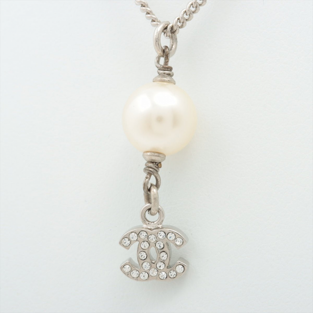 Chanel Coco Short Necklace CC Faux Pearl & Strass