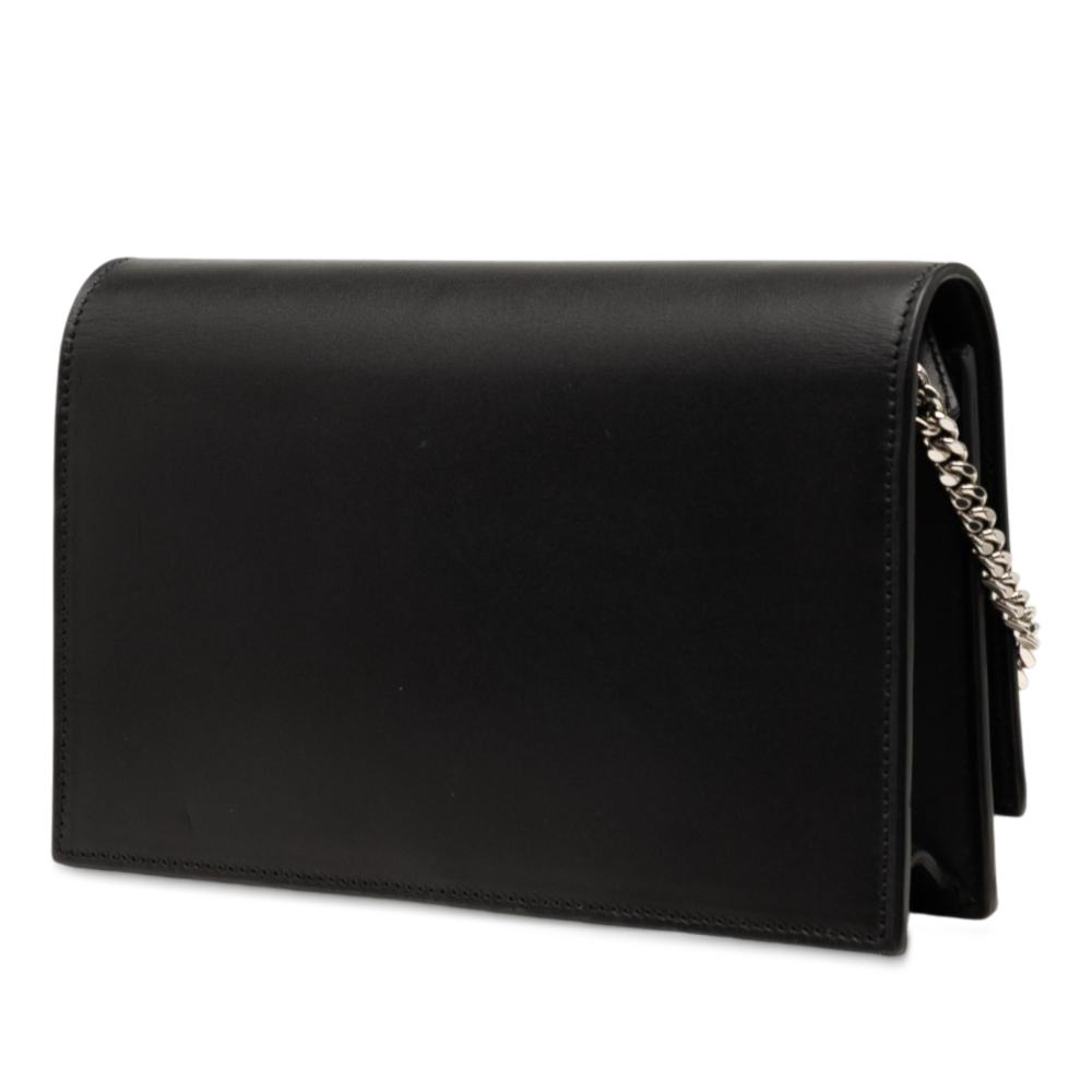 Saint Laurent Black Calfskin Cloud Star Applique Classic Monogram Kate Tassel Wallet on Chain Italy