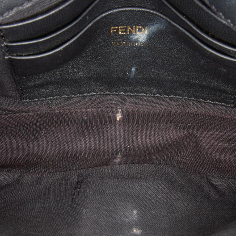 Fendi B Fendi Black Calf Leather Mini Zucca Embossed Baguette Satchel Italy