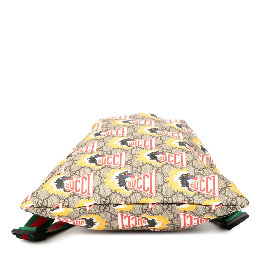 Gucci AB Gucci Brown Beige with Multi Coated Canvas Fabric Childrens GG Supreme Baboon Backpack Italy