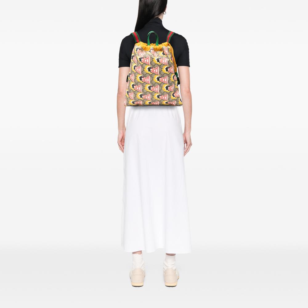 Gucci AB Gucci Brown Beige with Multi Coated Canvas Fabric Childrens GG Supreme Baboon Backpack Italy