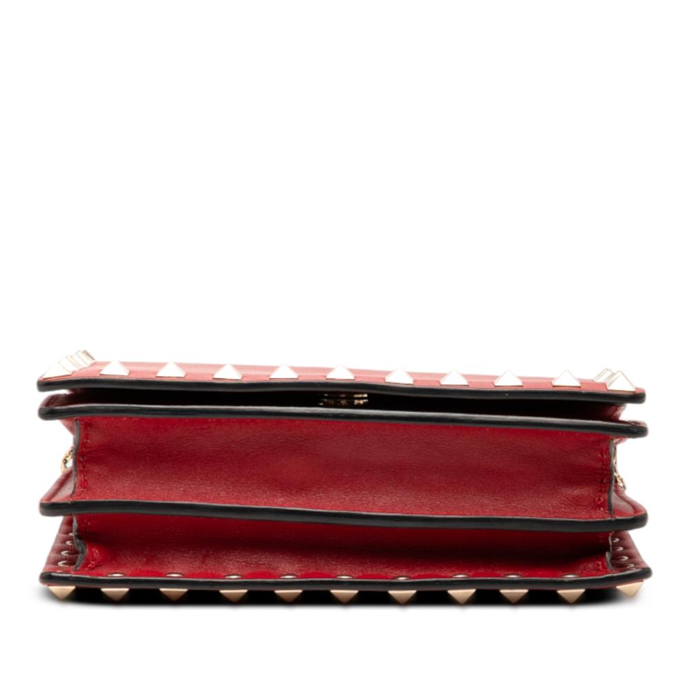 Valentino AB Valentino Red Calf Leather Rockstud Chain Pouch Italy