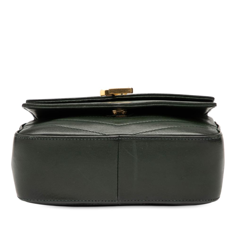 Saint Laurent Green Small Chevron Lambskin Monogram Sulpice Bag Italy