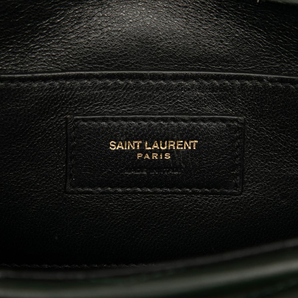 Saint Laurent Green Small Chevron Lambskin Monogram Sulpice Bag Italy