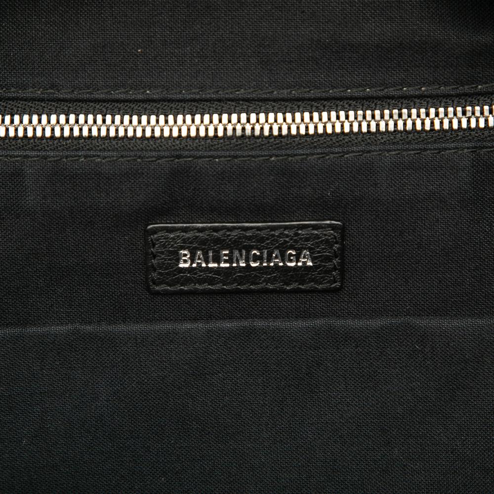 Balenciaga B Balenciaga Black Polyester Fabric Small Faux Fur Diagonal Logo Everyday Backpack Italy