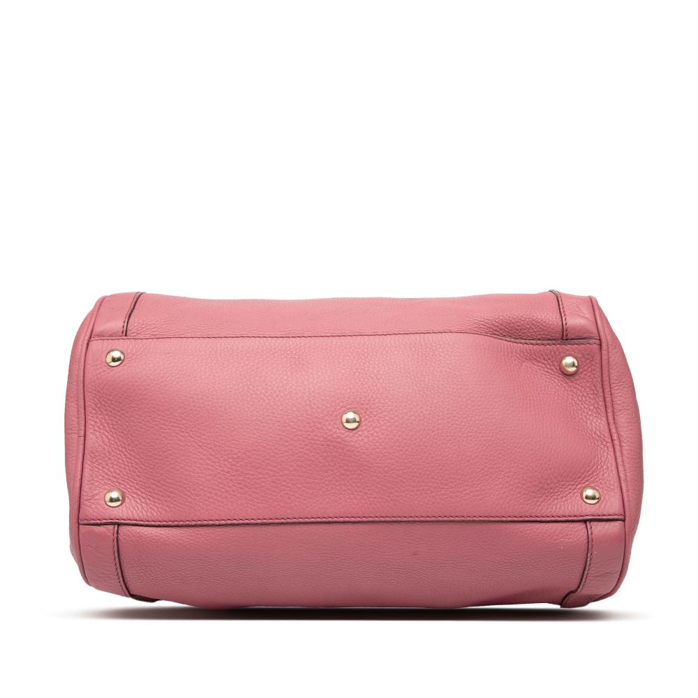 Gucci B Gucci Pink Calf Leather Medium Pebbled skin Soho Boston Bag Italy