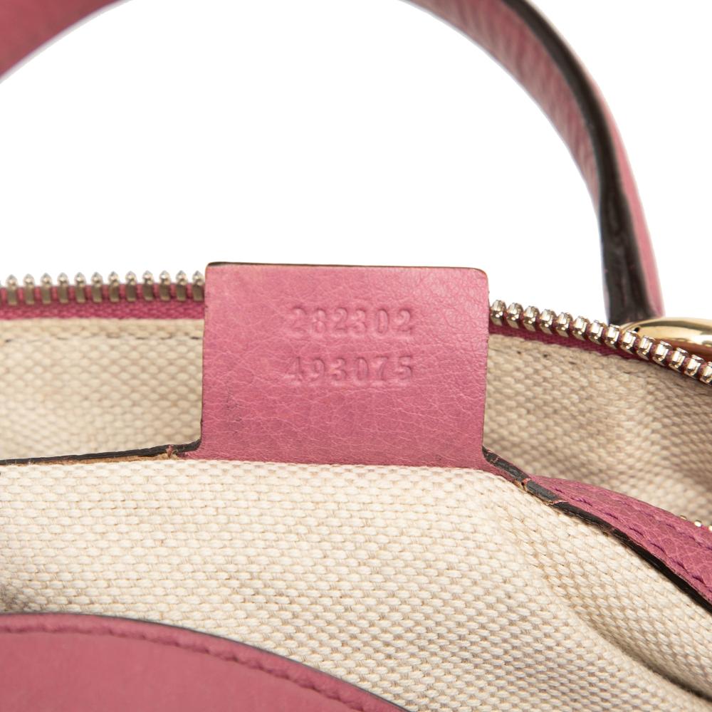 Gucci B Gucci Pink Calf Leather Medium Pebbled skin Soho Boston Bag Italy