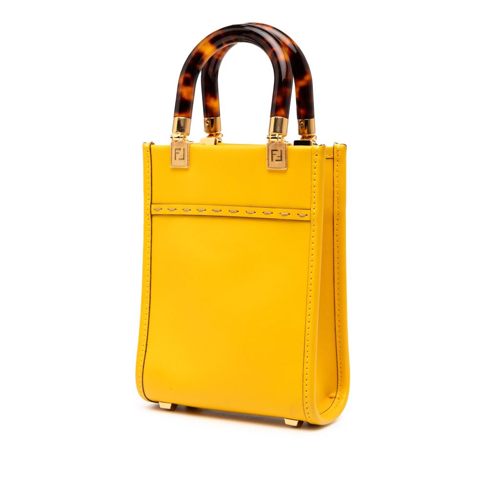 Fendi B Fendi Yellow Calf Leather Mini Sunshine Shopper Tote Italy
