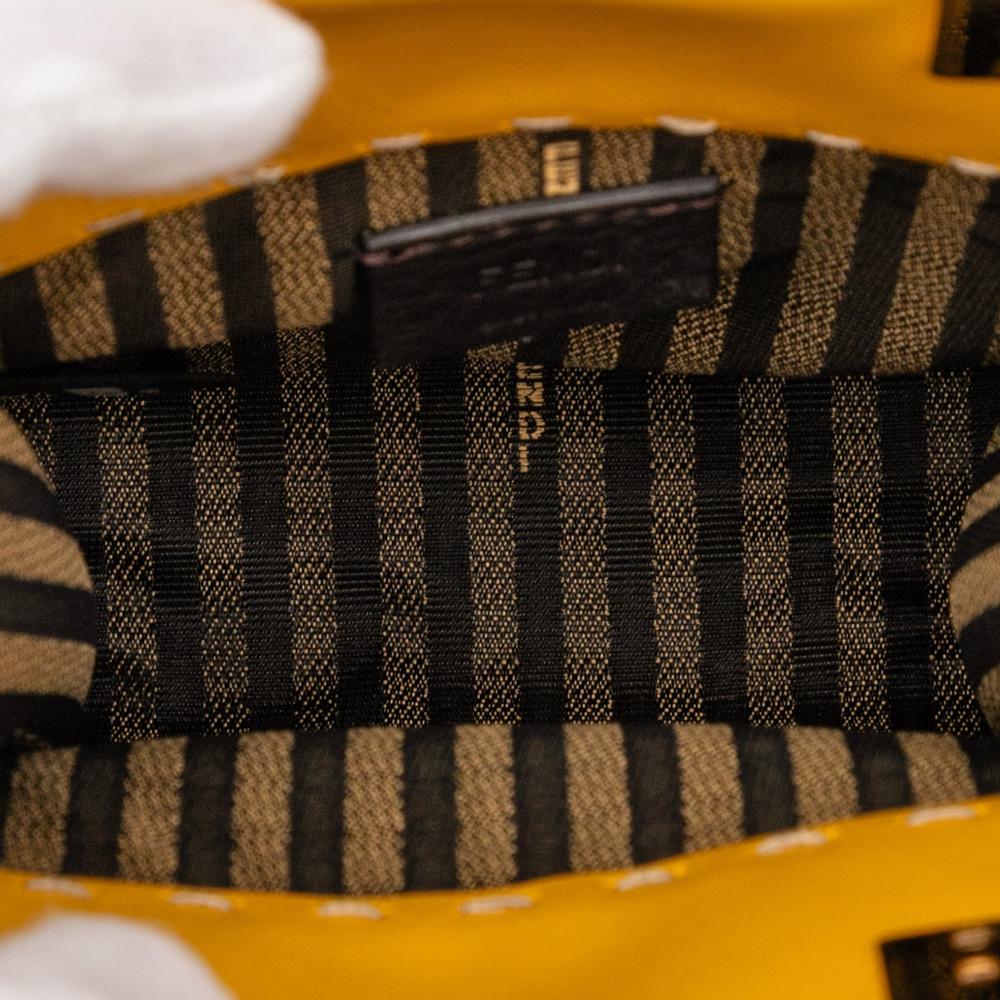 Fendi B Fendi Yellow Calf Leather Mini Sunshine Shopper Tote Italy