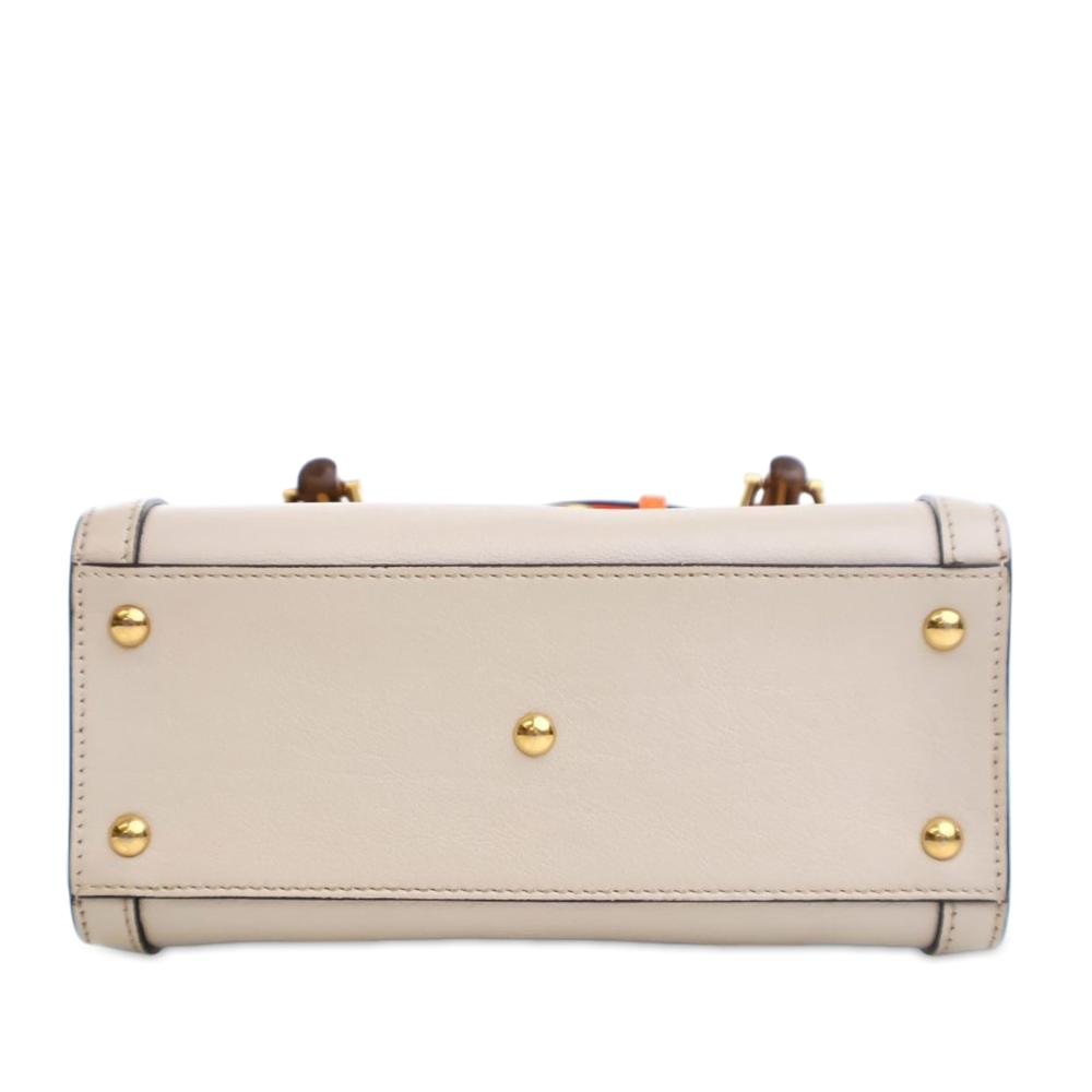 Gucci AB Gucci White Calf Leather Mini skin Bamboo Diana Satchel Italy