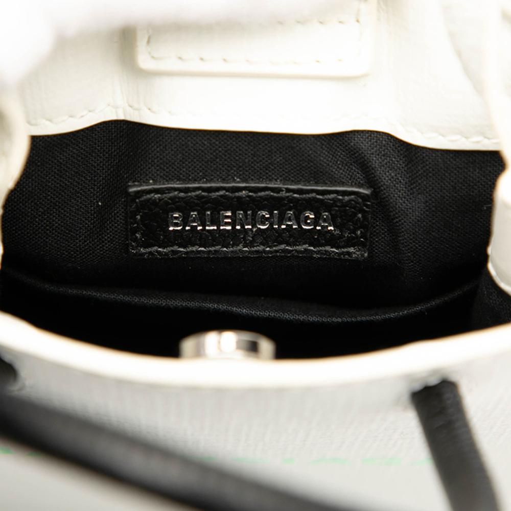 Balenciaga B Balenciaga White Calf Leather Mini skin Logo Shopping Phone Holder Italy