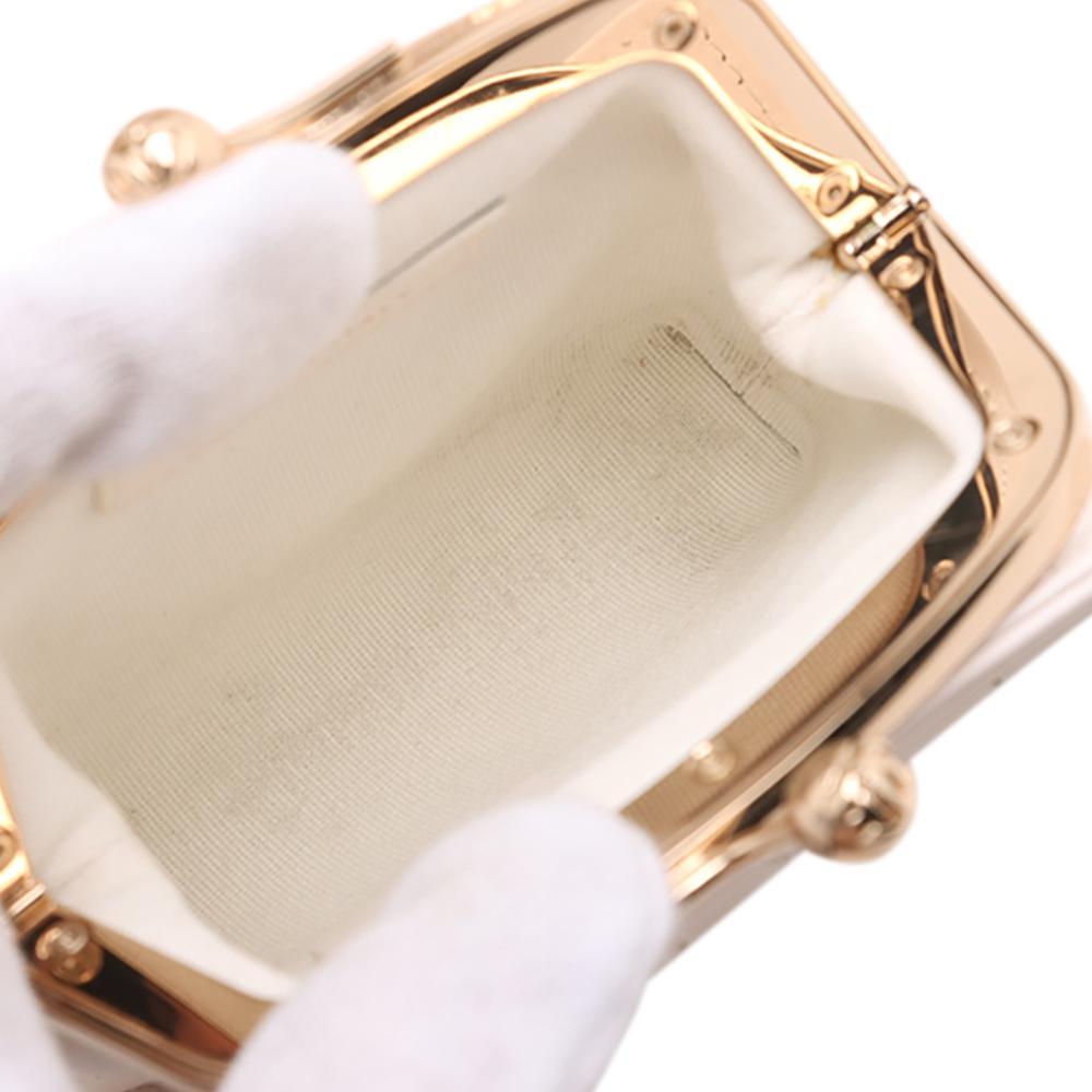 Chanel White Mini CC Quilted Lambskin Kiss Lock Frame Top Handle Clutch with Chain France