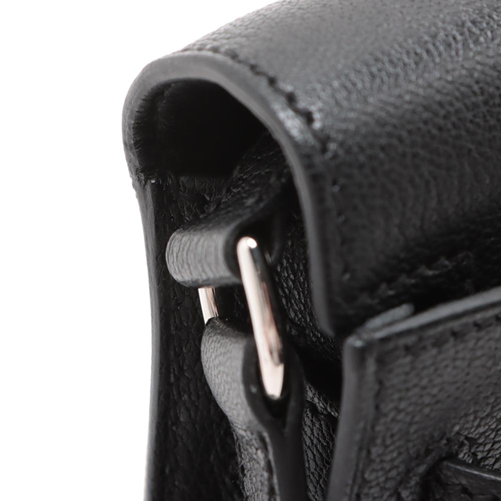 Hermès AB Hermès Black Goatskin Leather Chevre Chamkila Kelly Elan France