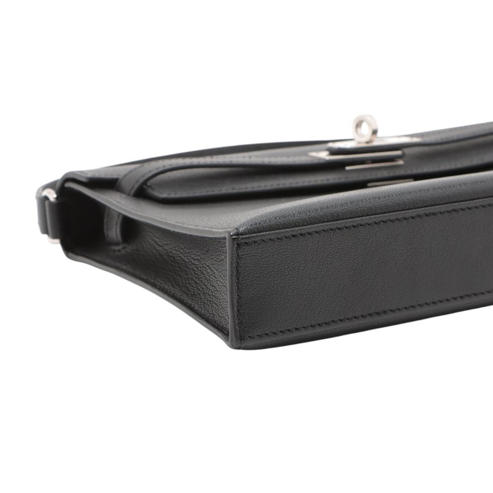 Hermès AB Hermès Black Goatskin Leather Chevre Chamkila Kelly Elan France