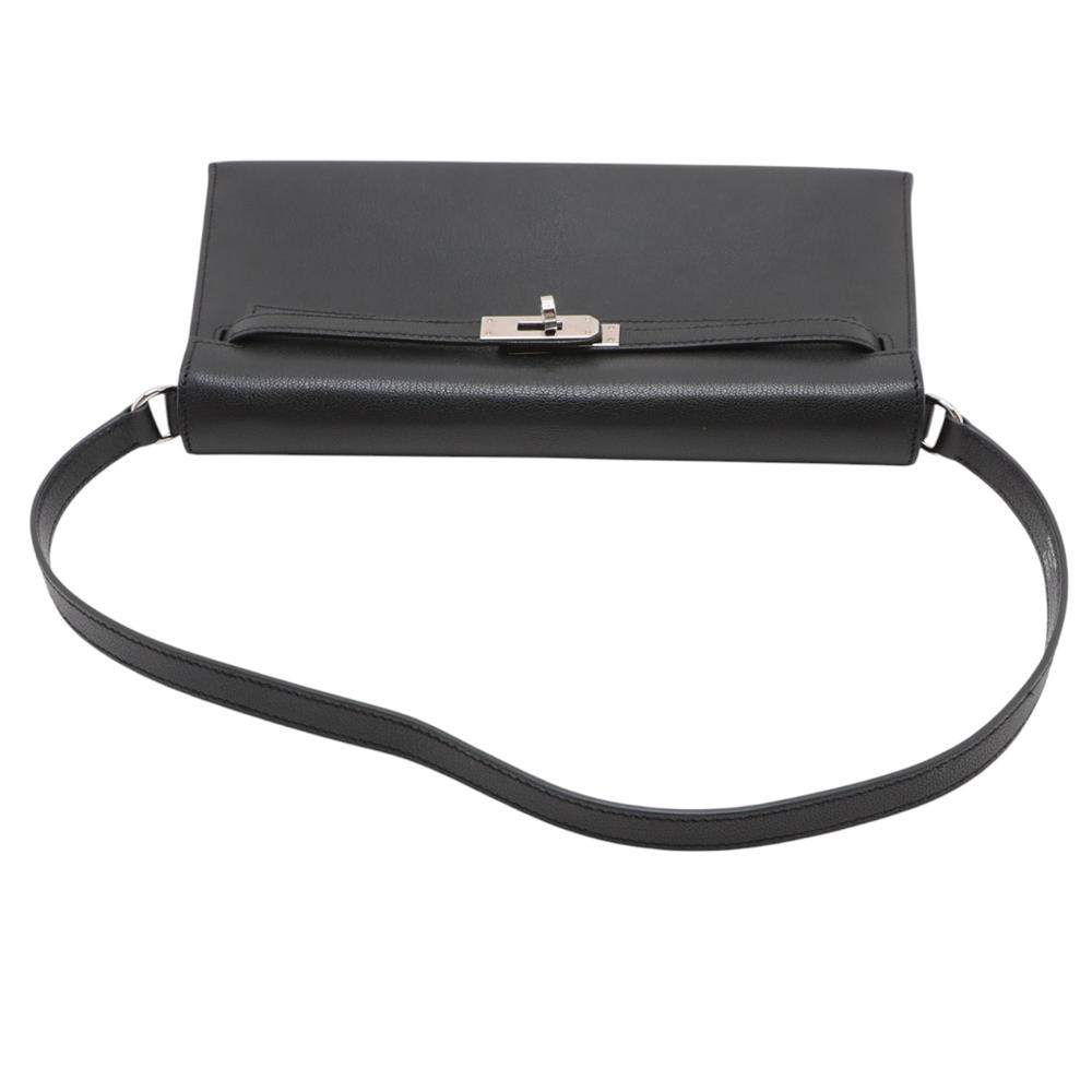 Hermès AB Hermès Black Goatskin Leather Chevre Chamkila Kelly Elan France