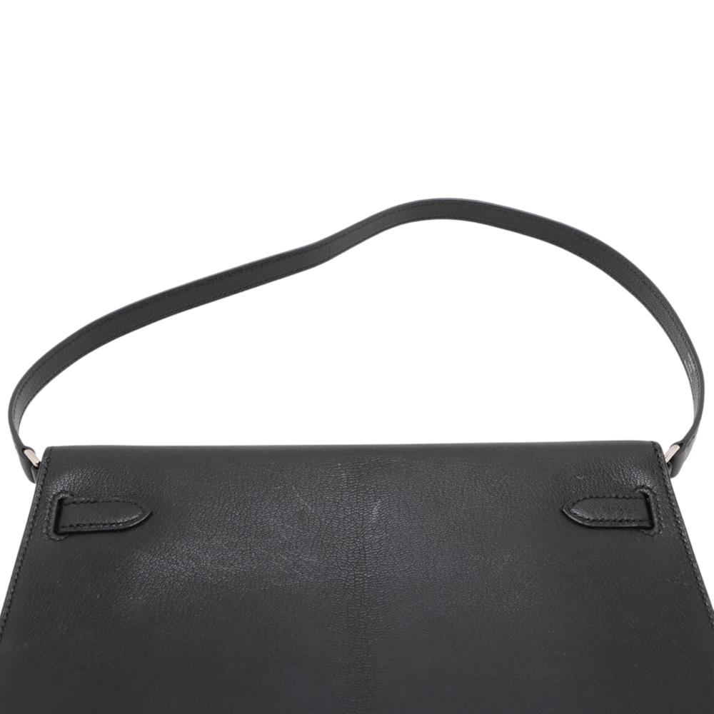 Hermès AB Hermès Black Goatskin Leather Chevre Chamkila Kelly Elan France