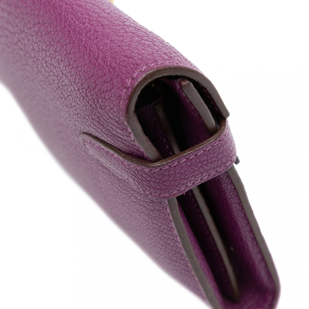 Hermès Kelly Chèvre Mysore Leather Long Wallet Anemone