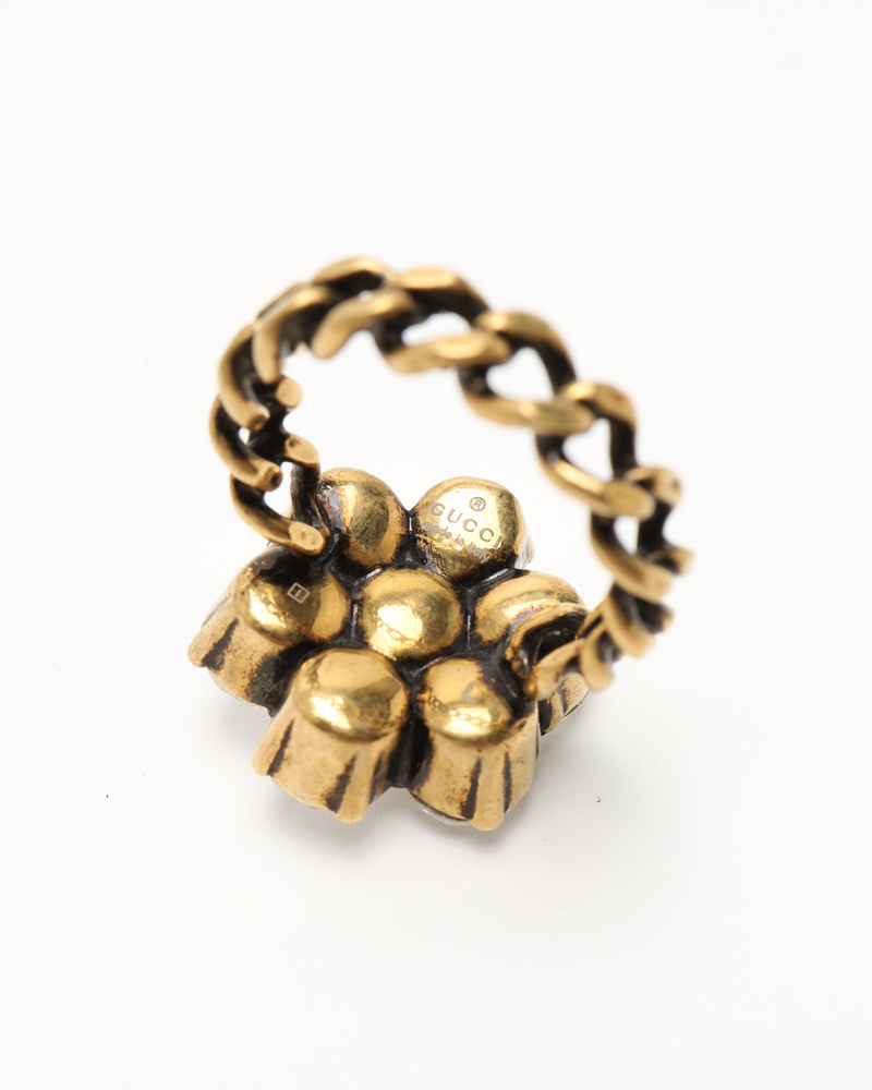Gucci Flower Rhinestone Ring, size 17