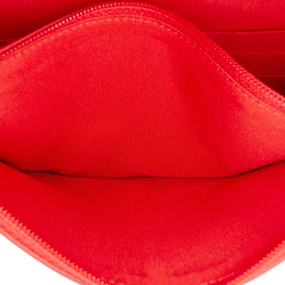 Chanel B Chanel Red Calf Leather Chevron skin Boy Wallet On Chain France