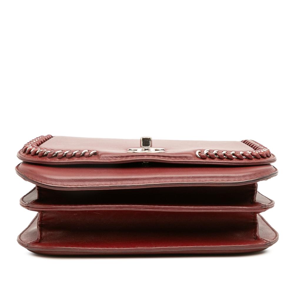 Chanel AB Chanel Red Dark Red Calf Leather Small skin Braided Chic Flap France