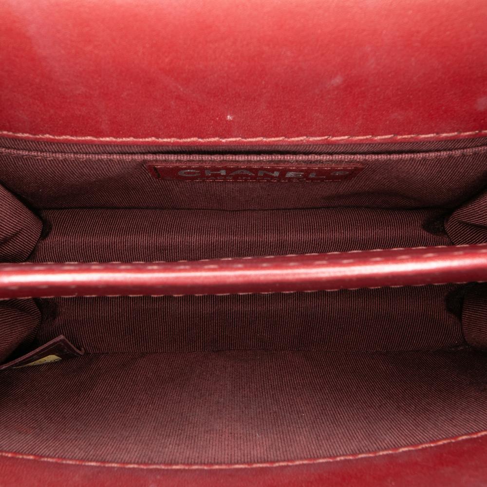 Chanel AB Chanel Red Dark Red Calf Leather Small skin Braided Chic Flap France