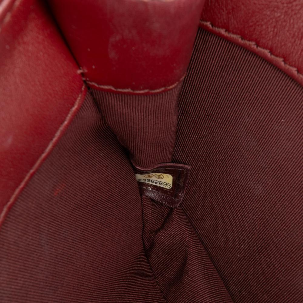 Chanel AB Chanel Red Dark Red Calf Leather Small skin Braided Chic Flap France