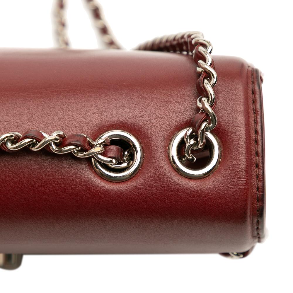 Chanel AB Chanel Red Dark Red Calf Leather Small skin Braided Chic Flap France