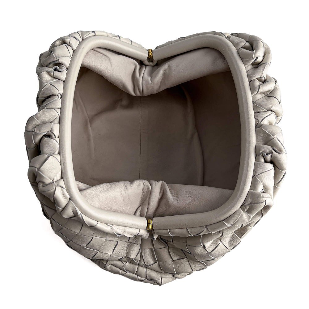 Bottega Veneta Pouch Small Intrecciato Leather Pouch Clutch White