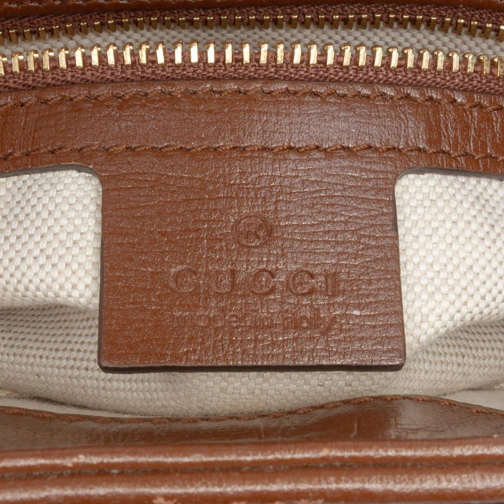 Gucci B Gucci Brown Beige Coated Canvas Fabric Small GG Supreme Web Geometric Jackie 1961 Crossbody Italy