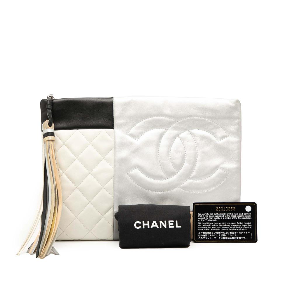 Chanel B Chanel White Lambskin Leather Leather Medium Lambskin Colorblock Patchwork O Case Italy