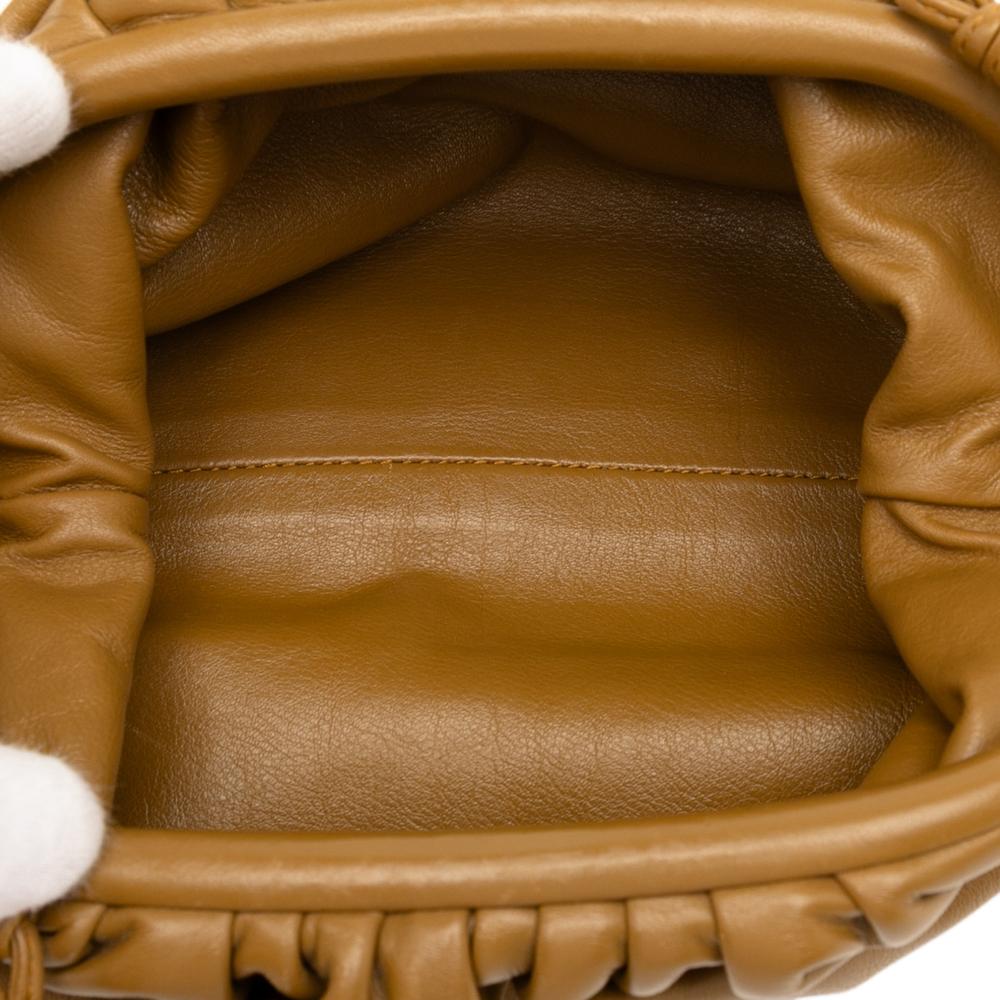 Bottega Veneta AB Bottega Veneta Brown Lambskin Leather Leather Lambskin The Mini Pouch Crossbody Italy