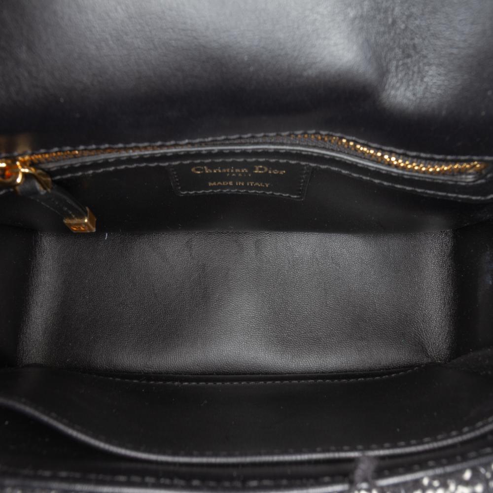 Christian Dior AB Dior Black Tweed Fabric Small Macrocannage Caro Bag Italy