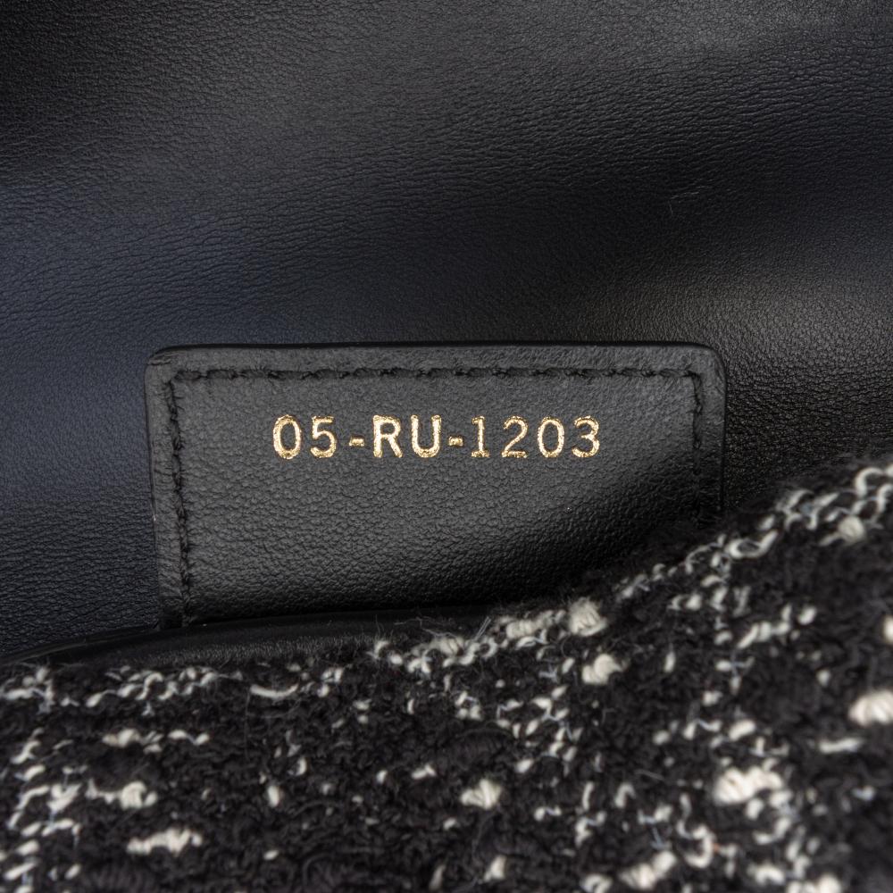 Christian Dior AB Dior Black Tweed Fabric Small Macrocannage Caro Bag Italy