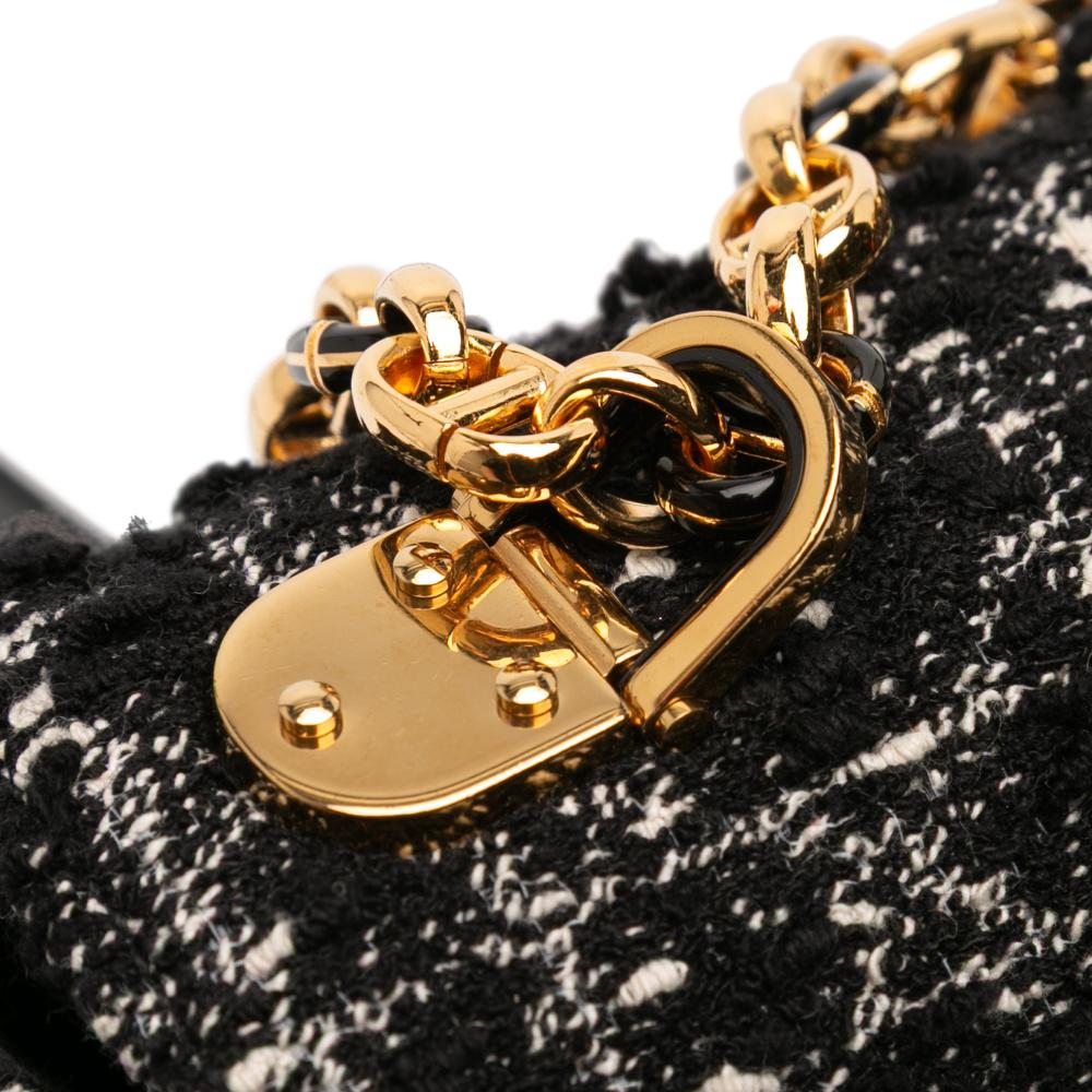 Christian Dior AB Dior Black Tweed Fabric Small Macrocannage Caro Bag Italy