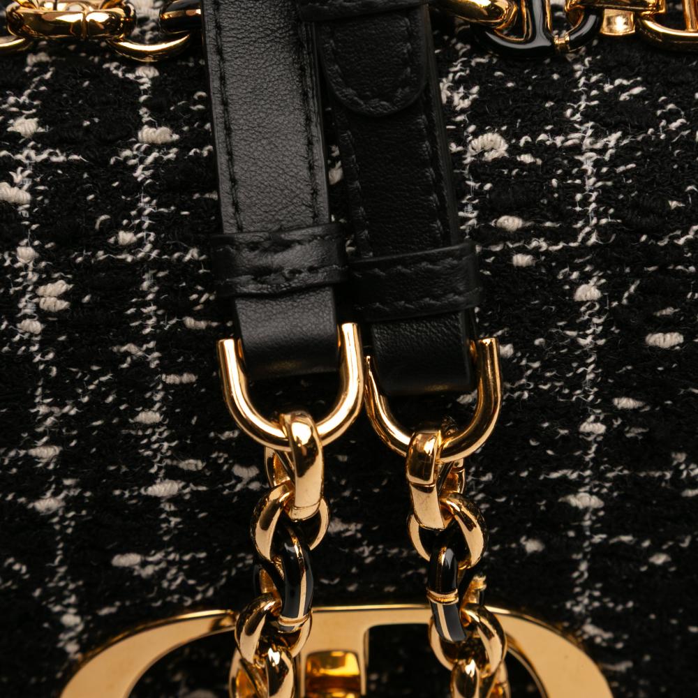 Christian Dior AB Dior Black Tweed Fabric Small Macrocannage Caro Bag Italy