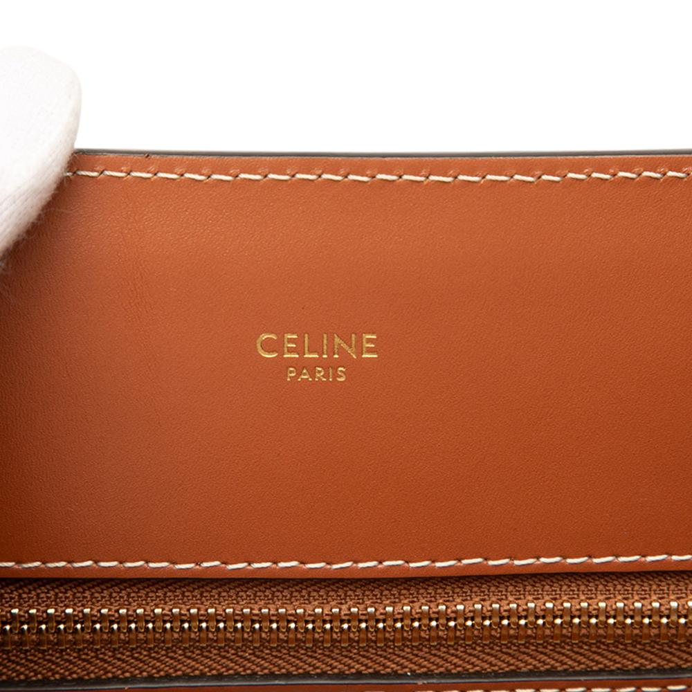 Celine AB Celine Brown Canvas Fabric Small Vertical Cabas Satchel Italy