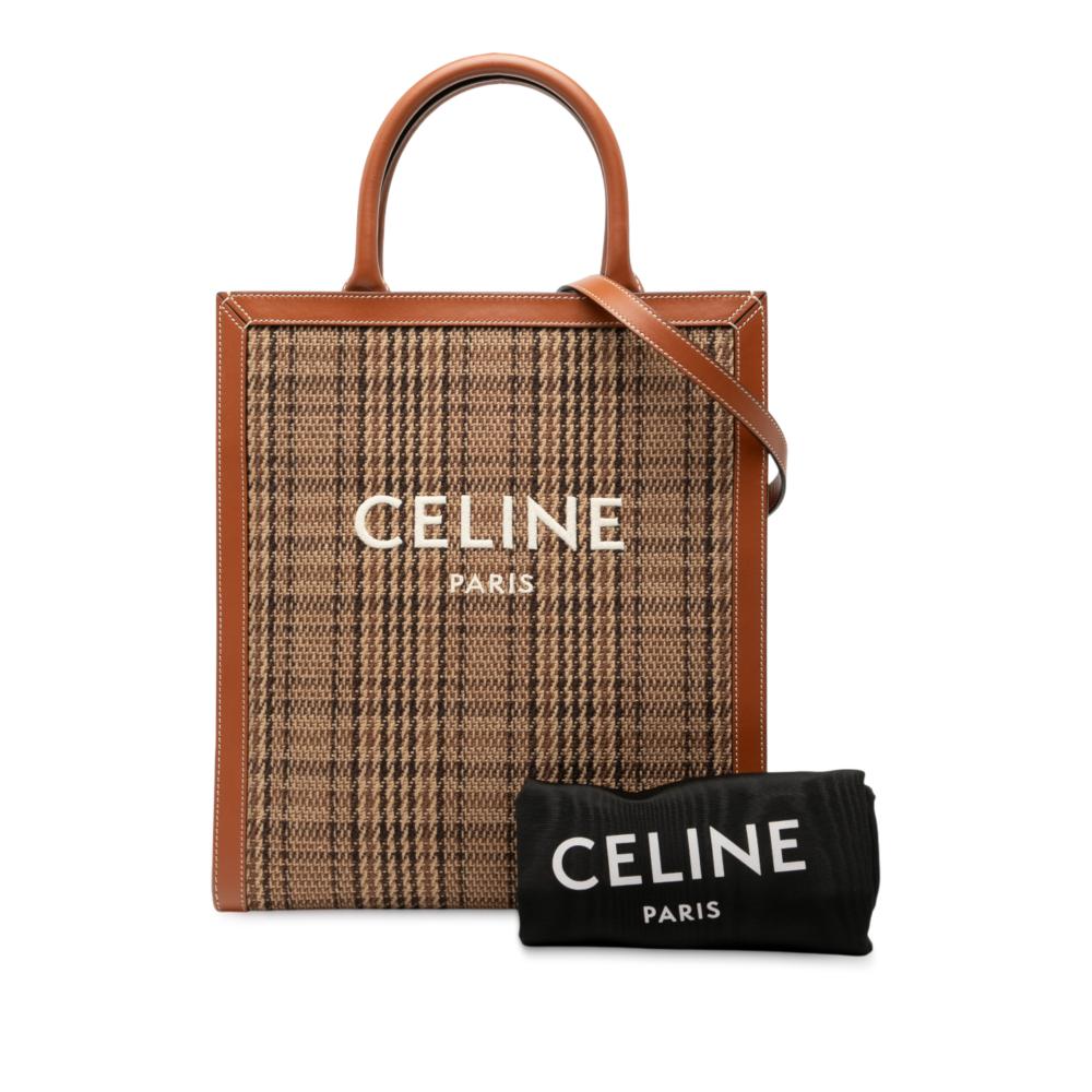 Celine AB Celine Brown Canvas Fabric Small Vertical Cabas Satchel Italy